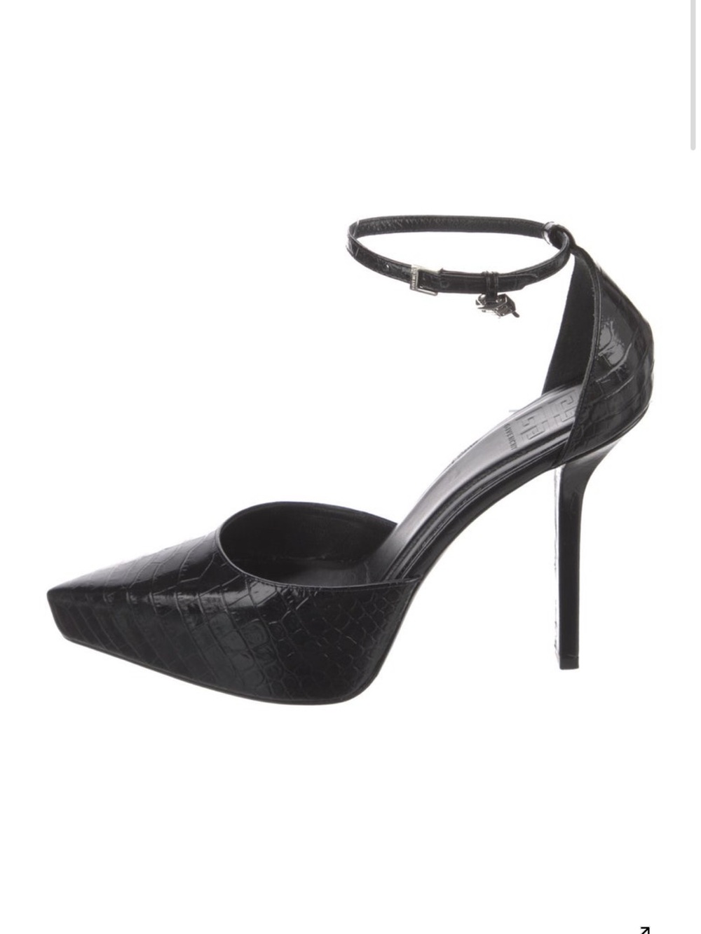 Givenchy Black Croc-Embossed Pointed Ankle-Strap Pump